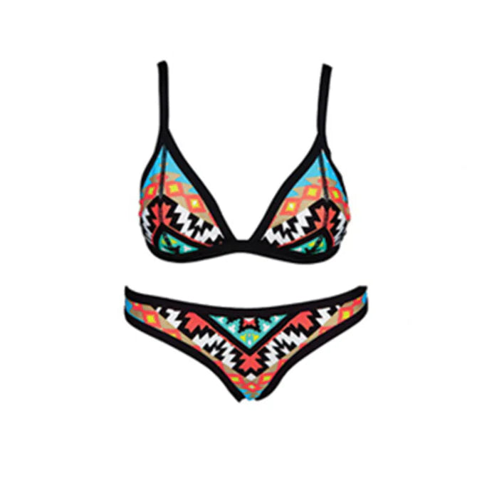 Floral Print Separately Styled Bikini – Bold Polyester-Spandex Two-Piece for Poolside & Beach Style