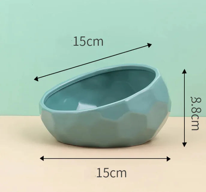 Ergonomic Tilted Ceramic Pet Bowl – Anti-Spill, Non-Slip Feeding Dish