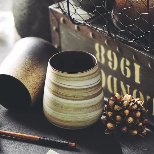 Japanese Vintage Ceramic Coffee Mug – 350ml Rustic Style Stoneware Mug for Coffee, Tea & Hot Chocolate
