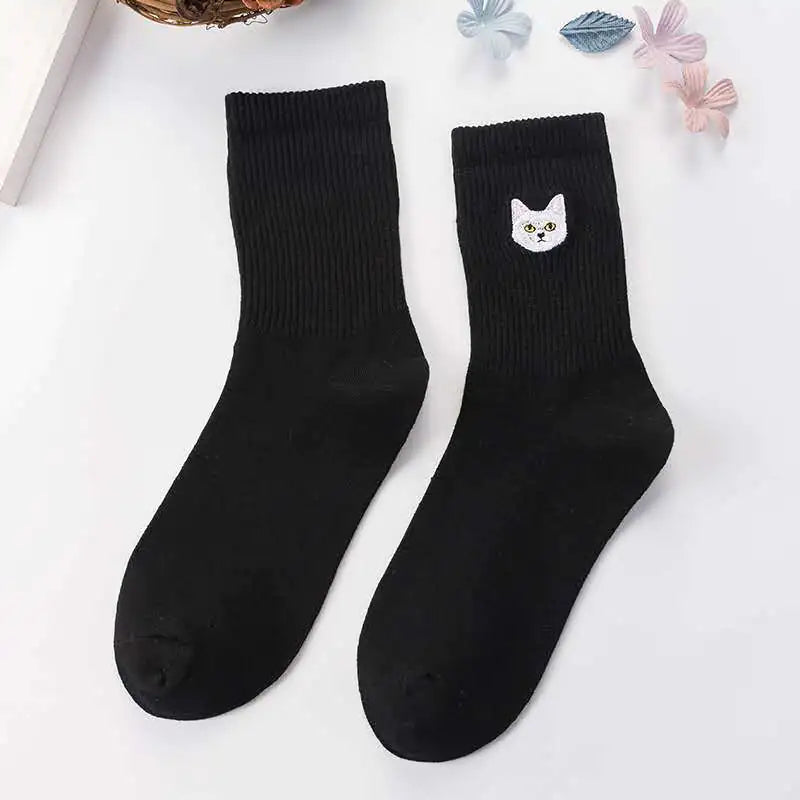 Embroidered Cat Socks for Women – Playful Comfort in Every Step