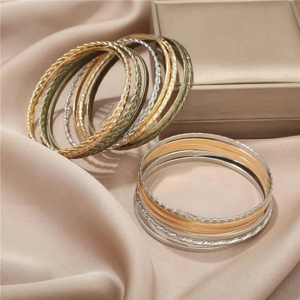 16Pcs Gold Bangle Bracelets for Women – Boho Chic Multi-Layer Stackable Bracelets Set