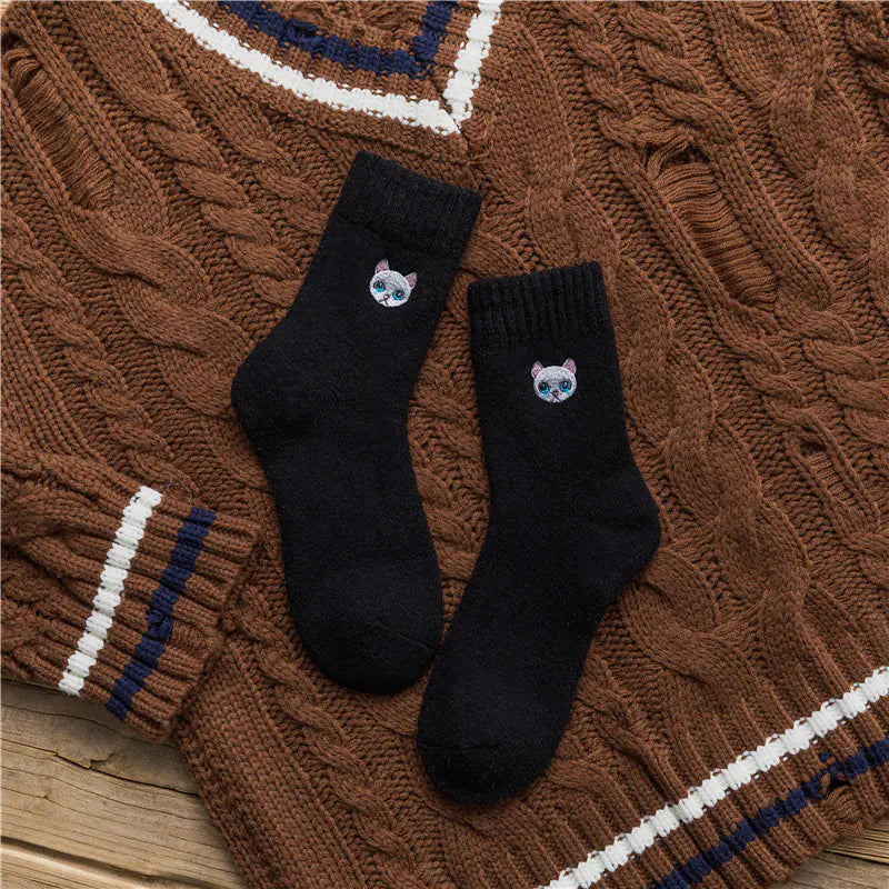 Embroidered Cat Socks for Women – Playful Comfort in Every Step