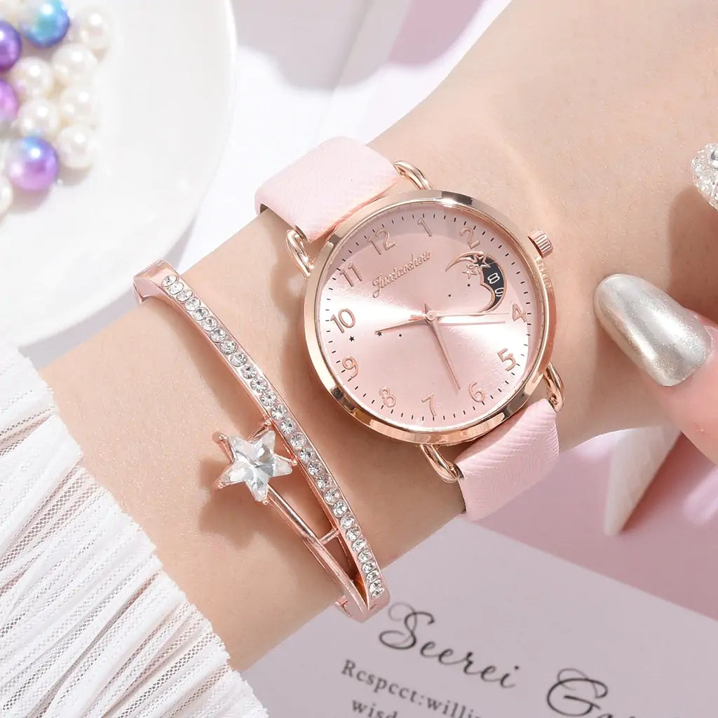 Unveil Timeless Elegance with the Moon Bracelet & Watch Set