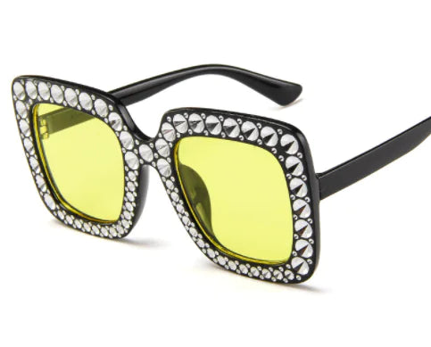 Square Rhinestone Sunglasses – Oversized Glamour with Dazzling Crystal Frames (7 Color Options)