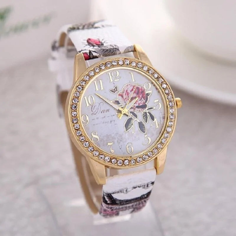 Floral Cubic Zirconia Watch: A Timeless Blend of Elegance and Sparkle