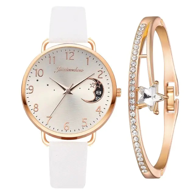 Unveil Timeless Elegance with the Moon Bracelet & Watch Set