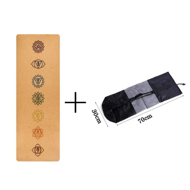 Natural Cork Yoga Mat – 5mm Thick Eco-Friendly Anti-Slip Yoga Mat with Position Lines - Great for HOT YOGA