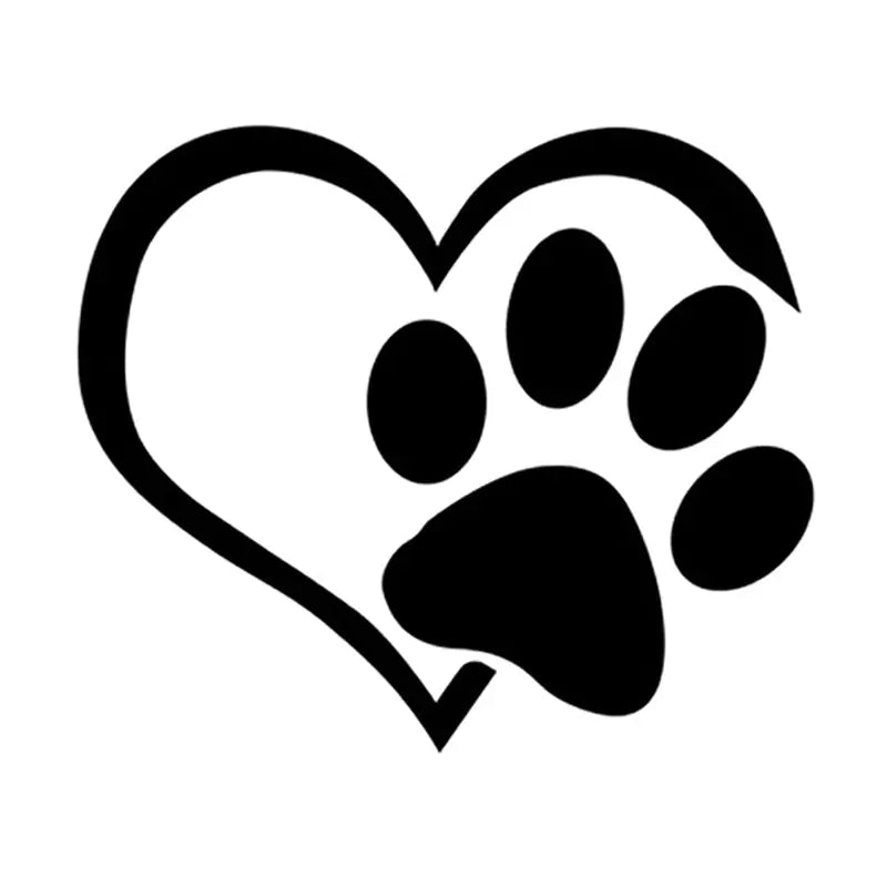 Heart Paw Vinyl Decal – Reflective Dog Lover Car Sticker (10cm x 11.5cm, 6 Color Options)