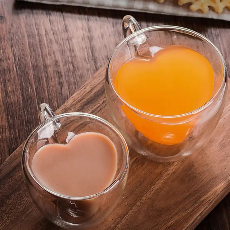 Heart-Shaped Double Wall Tea Coffee Mug