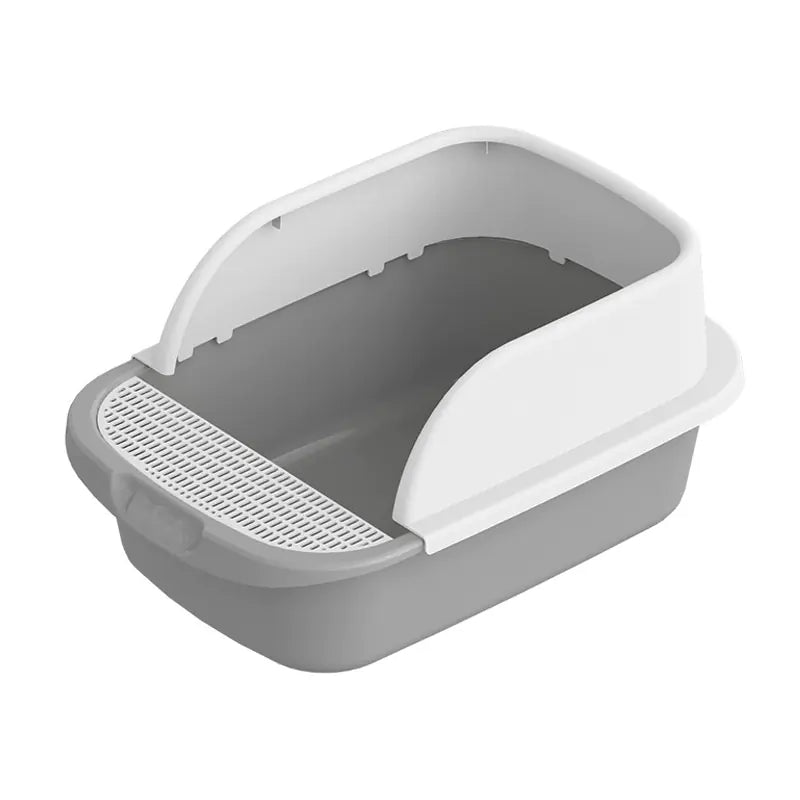 Large Cat Litter Box with Half Enclosure and Splash Guard