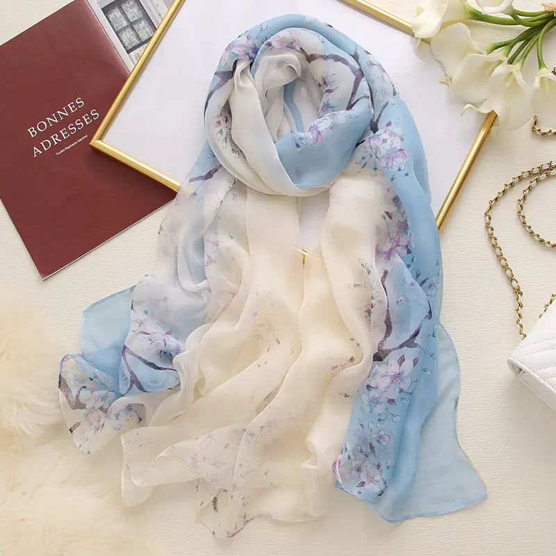 Floral Tie-Dye Scarf – Medium-Length, Stylish, and Sun-Ready