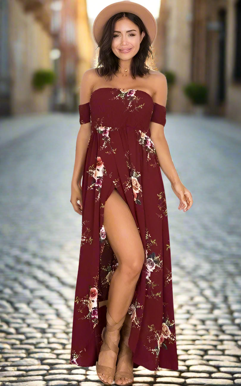 Bohemian Floral Maxi Dress – Ankle-Length Fit-and-Flare for Effortless Summer Style