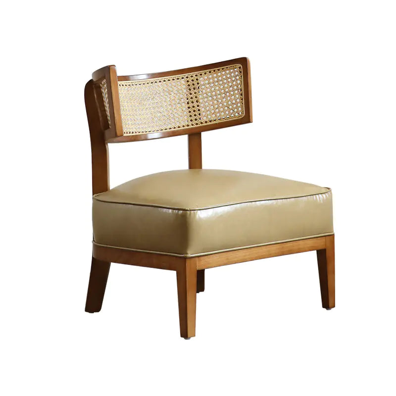 Modern Solid Wood Rattan Lounge Chair