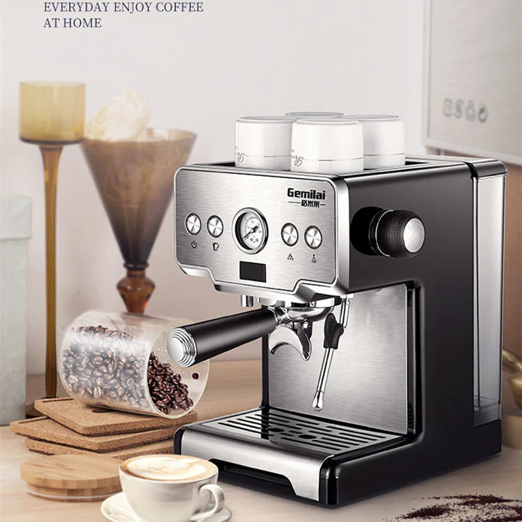 Italian Semi-Automatic Espresso Coffee Machine – 15BAR Pressure, 1.7L Water Tank, Integrated Steam Milk Frother (1450W Fast Heating, Stainless Steel Design)