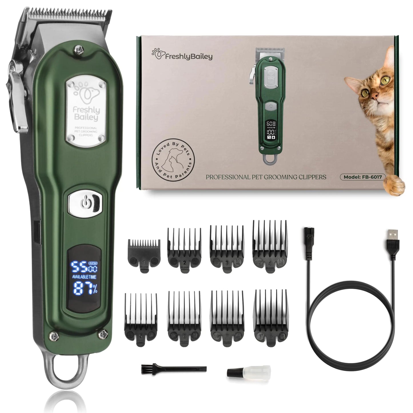 Cat Hair Clippers – Quiet Cordless Pet Grooming Kit for Thick & Matted Fur