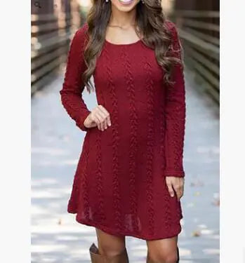 Long-Sleeve Sweater Dress – Soft Knit, Relaxed Fit, and Versatile Elegance (S–5XL)