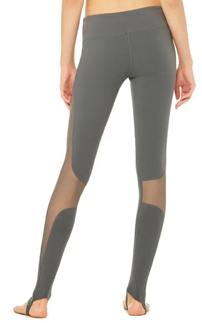 Mesh Patchwork Yoga Pants – High-Waisted, Breathable Net Yarn Splicing, Studio-to-Street Activewear (Black, Gray, White, size S–L)