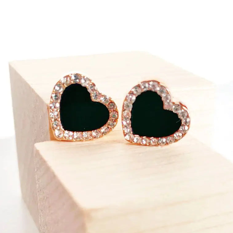 Onyx Heart Earrings