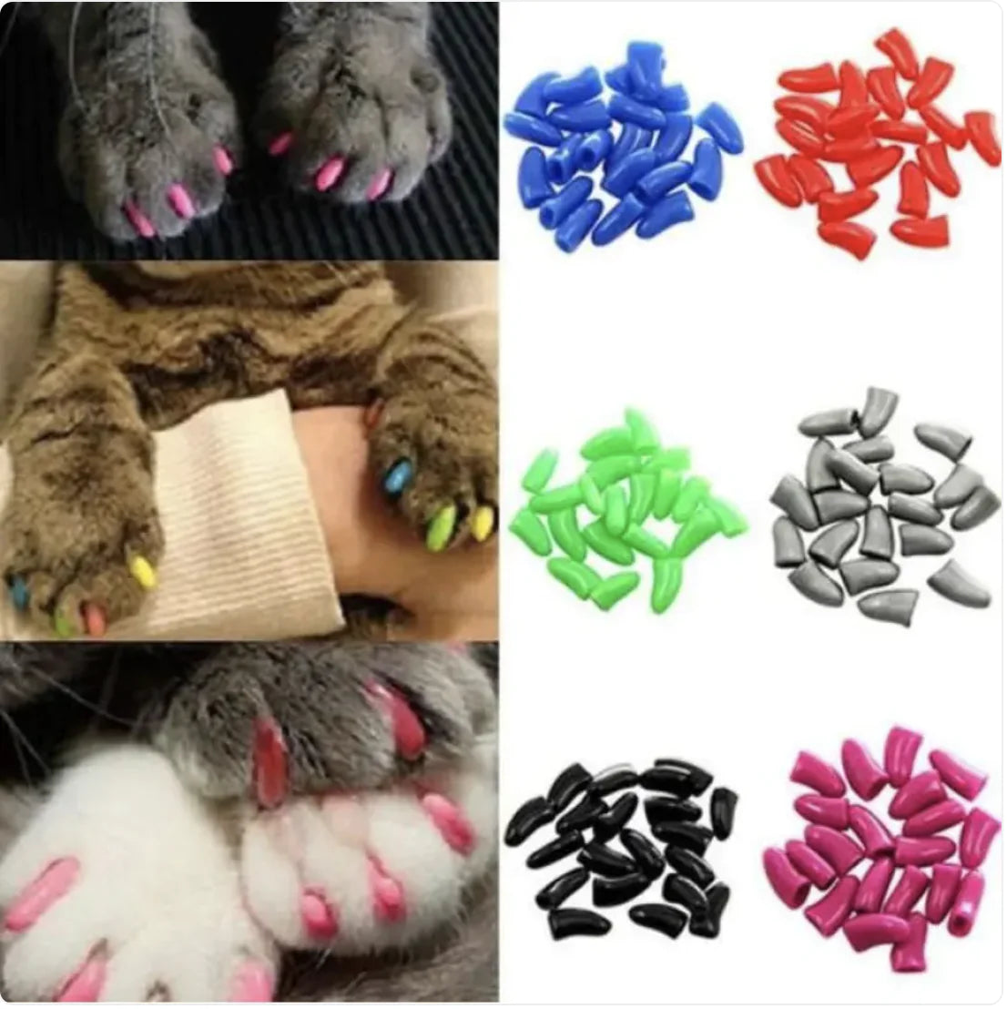 20-Piece Pet Nail Covers Set with Adhesive – Protective, Stylish & Comfortable for Cats and Dogs