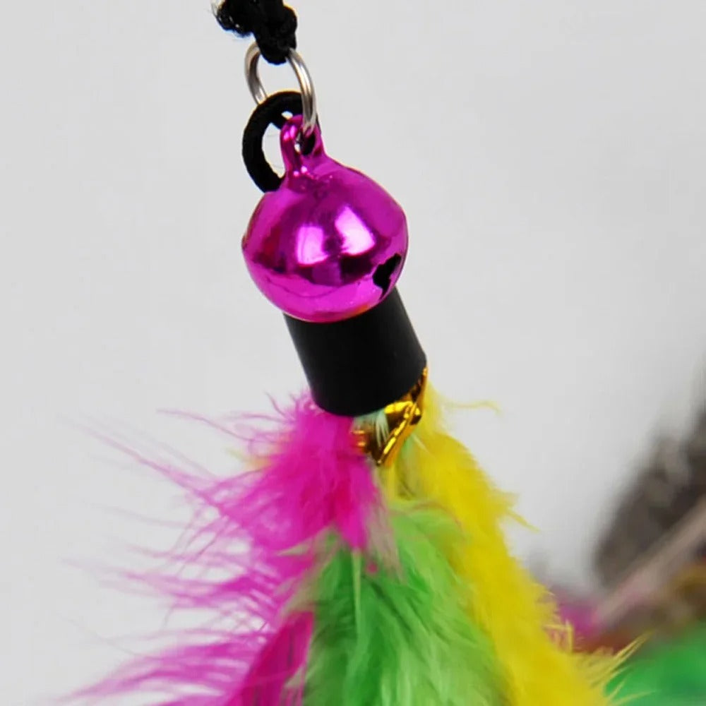 Funny Kitten Cat Teaser Interactive Toy Rod (With Bell and Feather, Durable & Non-Toxic)