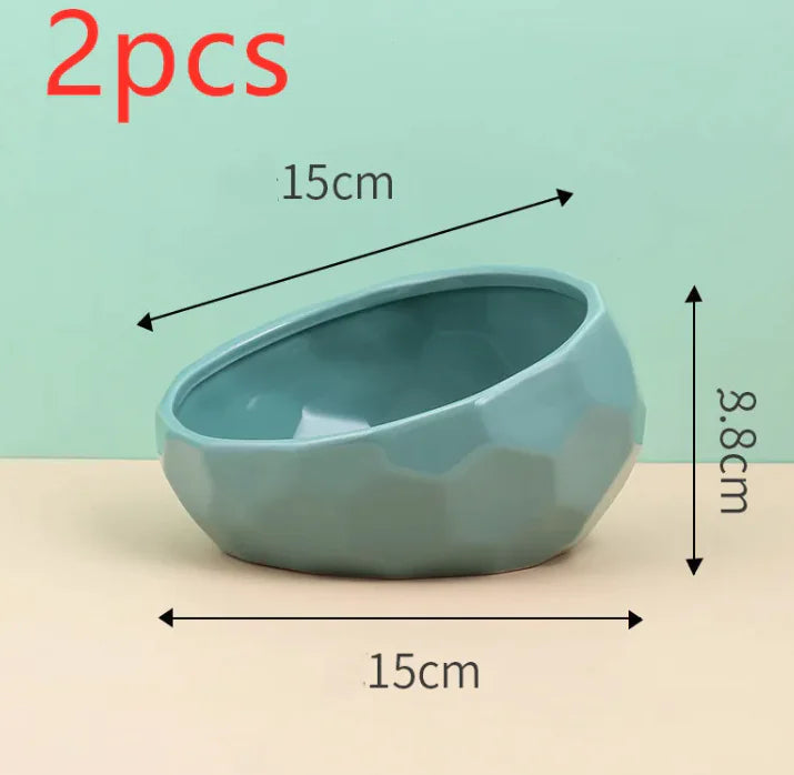 Ergonomic Tilted Ceramic Pet Bowl – Anti-Spill, Non-Slip Feeding Dish
