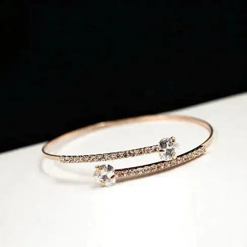 Heart & Soul Rose Gold Open-Ended Bracelet – Adorned with Diamond Crystals, Adjustable Fit, Gift-Boxed