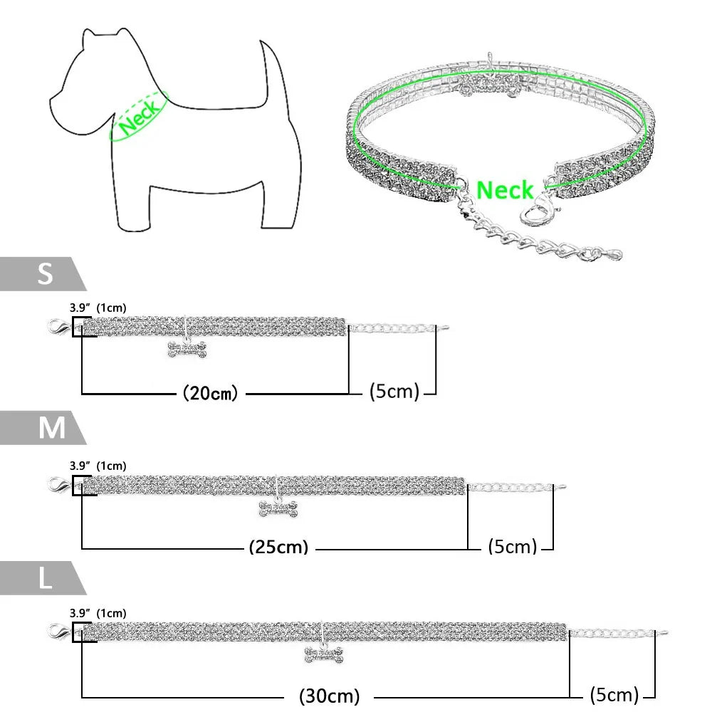 Heart-Shaped Rhinestone Dog & Cat Collar – Sparkling Alloy Pet Necklace for Everyday Glamour