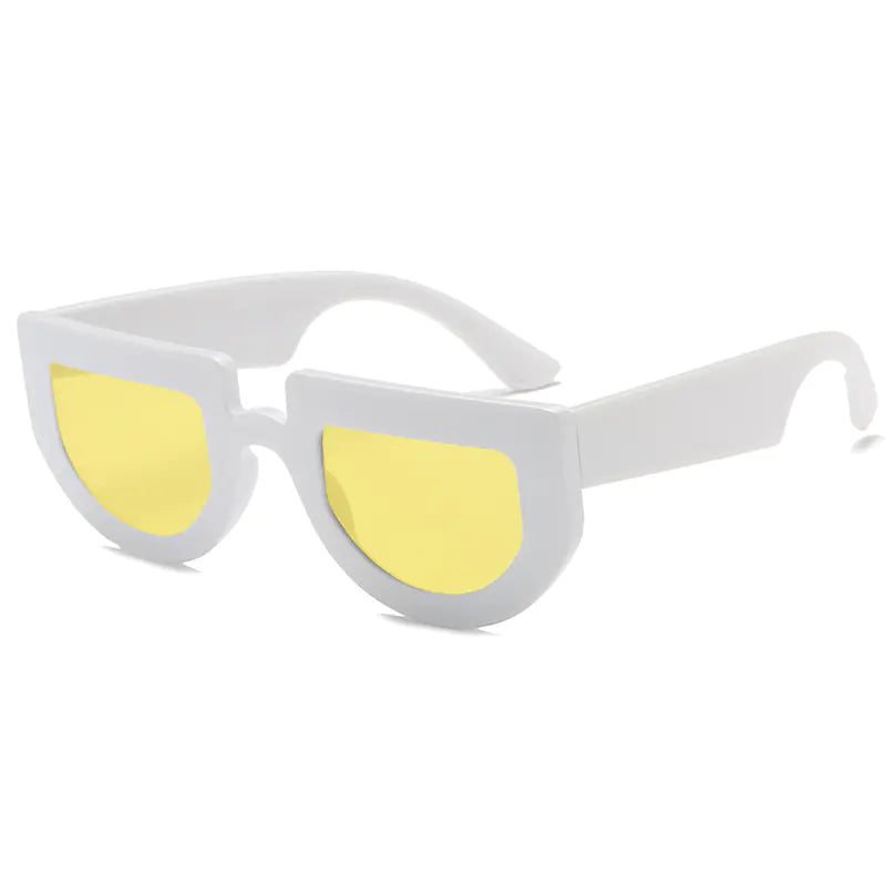 unisex Vintage Irregular Thick Frame Sunglasses – Bold Retro Style with UV400 Protection (230mm Width)