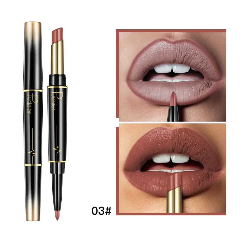 Double Lipstick Lip Liner – 2-in-1 Matte Lipstick and Rotating Liner