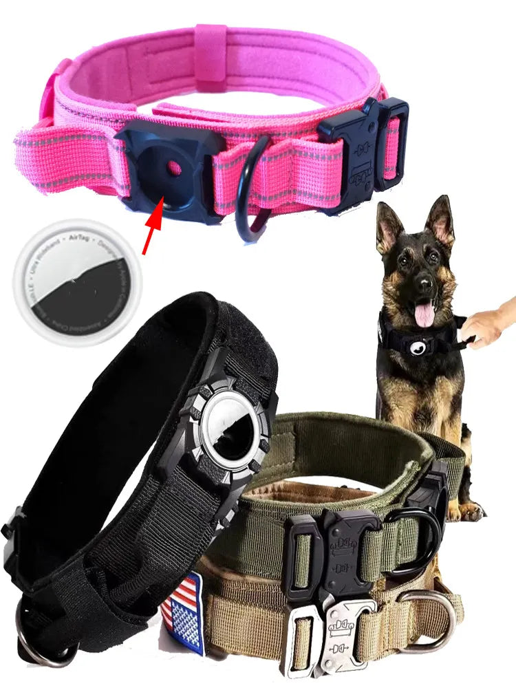 AirTag Protective Dog Collar – Adjustable Anti-Breakaway Tracking Collar for Medium to Extra-Large Dogs (S–XL)