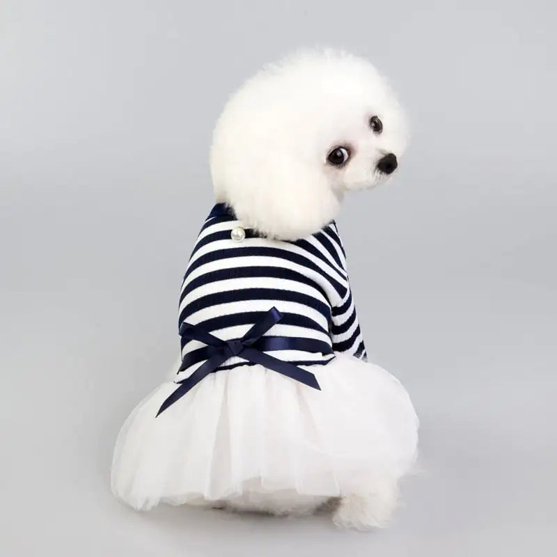 Spring & Summer Dog Princess Dress – Cotton Comfort with Elegant Flair (Coffee & Navy Blue)