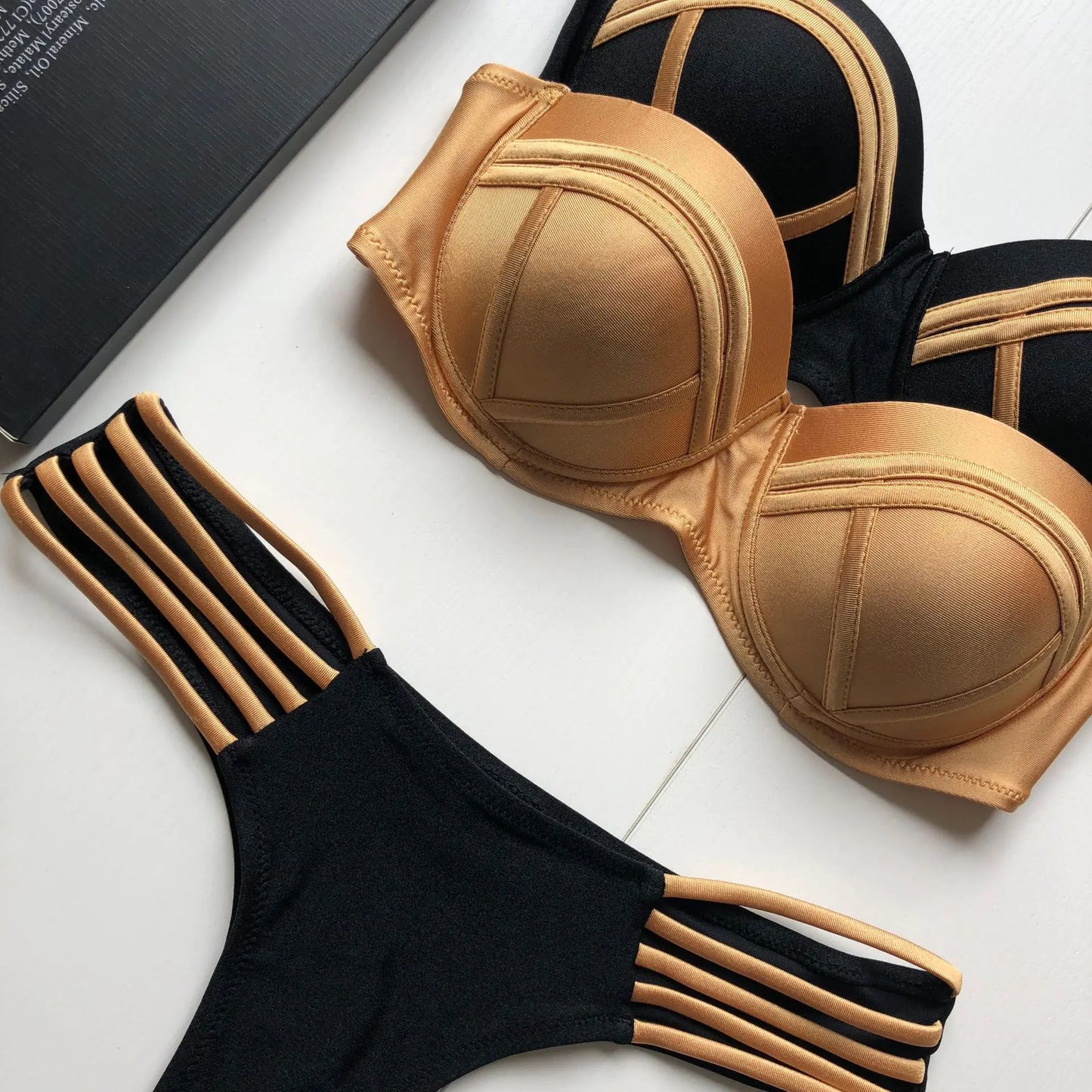 Broken Flower One-Piece Swimsuit – Bold Gold or Classic Black Elegance (Sizes S–L)