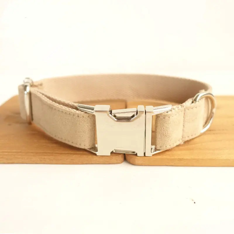 Dog Collar and Leash Set with Bow Tie – Elegant Velvet-Feel Pet Accessory for All Sizes (XS–XL)