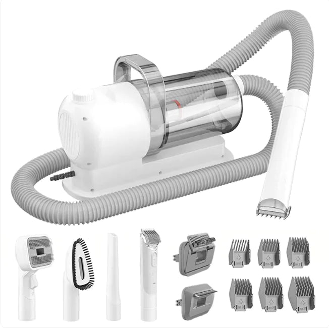 All-in-One Pet Grooming & Vacuum System – Multi-Functional Clipper Kit with Dust Collection (White)