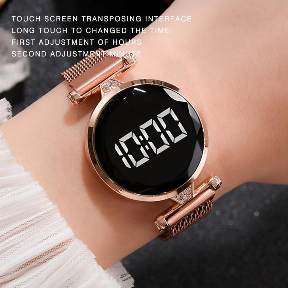 Rose Gold Magnetic Bracelet Watch - Elegant Timepiece Meets Stylish Bracelet
