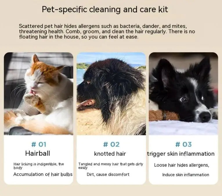 Household Pet Grooming Vacuum Kit – Multifunctional 6-in-1 Hair Absorber with Quiet Motor (Low Noise, 4 trimming Calipers, Clippers, Grooming Tools)