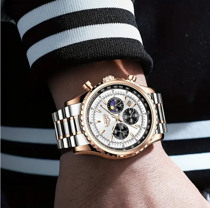 Lunar Elite Men’s Multifunction Quartz Watch: Where Elegance Meets Functionality