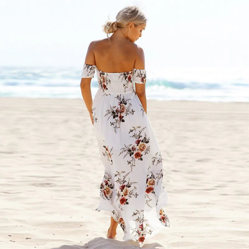 Bohemian Floral Maxi Dress – Ankle-Length Fit-and-Flare for Effortless Summer Style