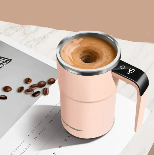 Electric Coffee Mug – USB Rechargeable Automatic Magnetic Stirring Cup with Temperature Display, 380ml Self-Stirring Mug for Coffee, Tea, Hot Chocolate – Spill-Resistant & Portable