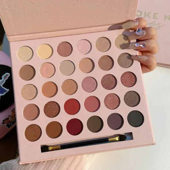 Rose Glow Eyeshadow Palette – 30 Matte, Shimmer & Natural Shades for Radiant Eyes (6.1" x 4.1" x 0.9")