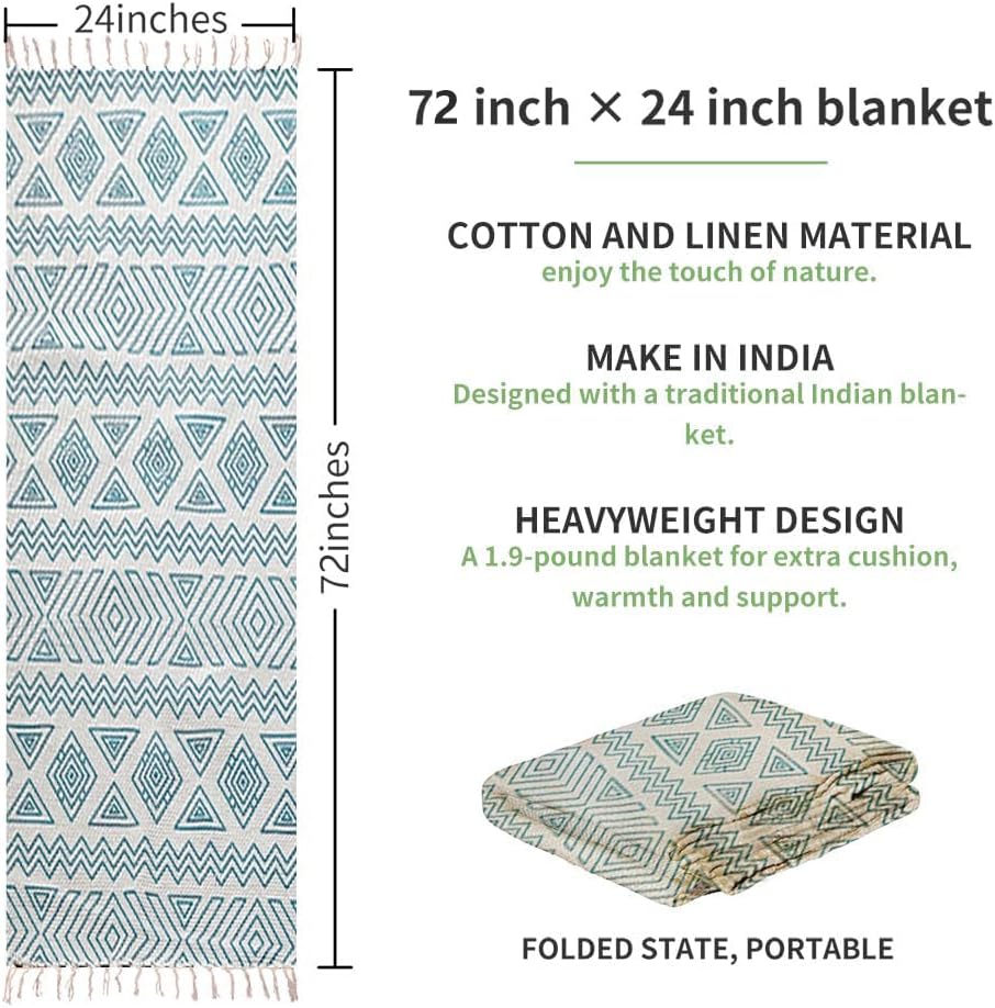Cotton Yoga Mat – 4mm Thick Eco-Friendly Cotton Yoga Rug – Absorbent, Grippy & Lightweight – Ideal for Ashtanga, Hot Yoga, Pilates & Meditation