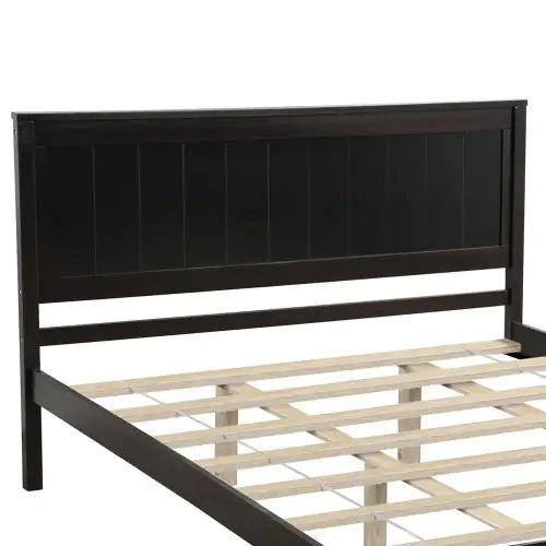 Platform Bed Frame with Headboard, Wood Slat Support, No Box Spring Needed, Queen, Espresso