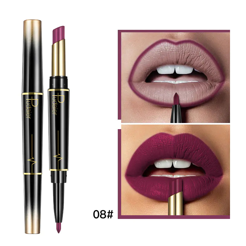 Double Lipstick Lip Liner – 2-in-1 Matte Lipstick and Rotating Liner