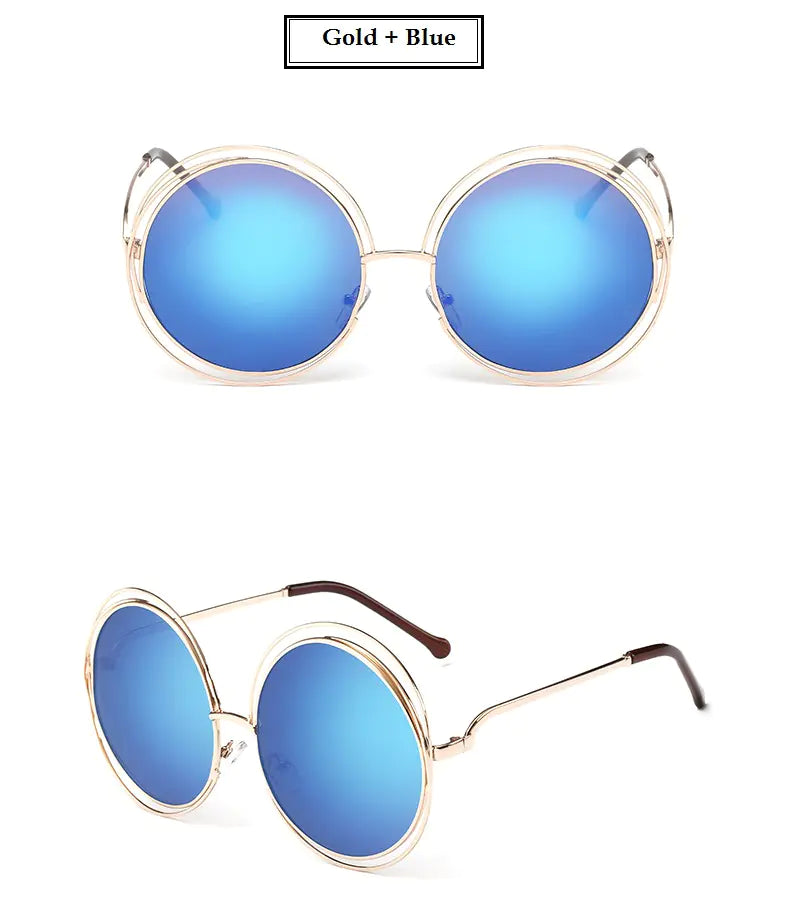 Unisex Double-Circle Metal Frame Sunglasses – Lightweight UV400 Shades with 99% VLT (7 Color Options)