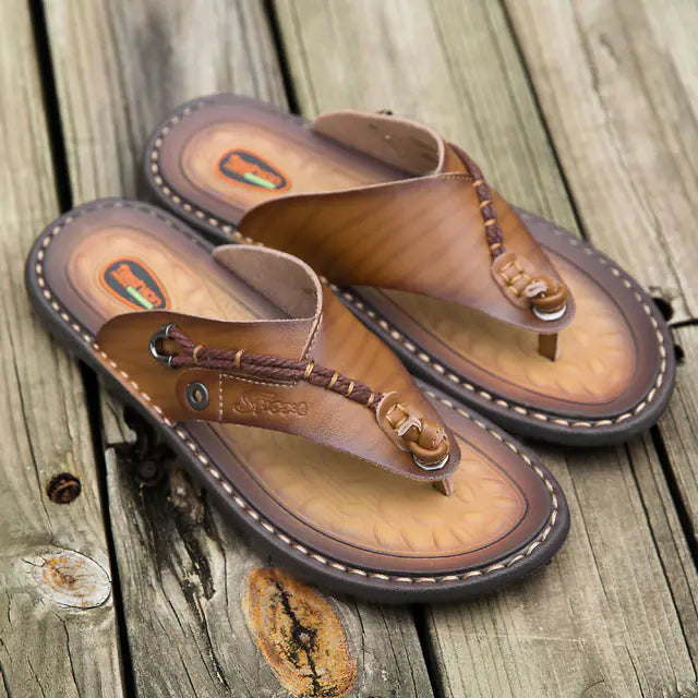 Handmade Leather Flip-Flops – Breathable, Durable, and Perfect for Outdoor Comfort