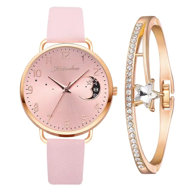 Unveil Timeless Elegance with the Moon Bracelet & Watch Set