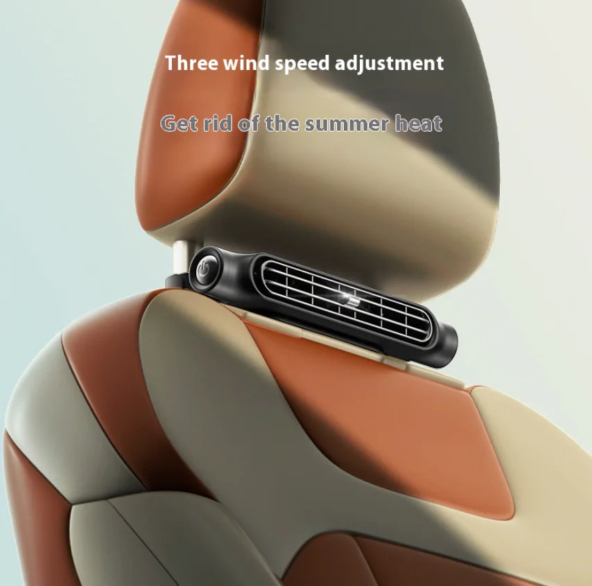 USB Car Seat Fan – Bladeless Cooling with 3 Speeds, Quiet Motor & Velcro Mount (200mm x 100mm x 50mm)