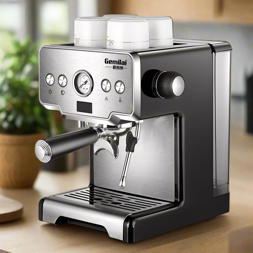 Italian Semi-Automatic Espresso Coffee Machine – 15BAR Pressure, 1.7L Water Tank, Integrated Steam Milk Frother (1450W Fast Heating, Stainless Steel Design)