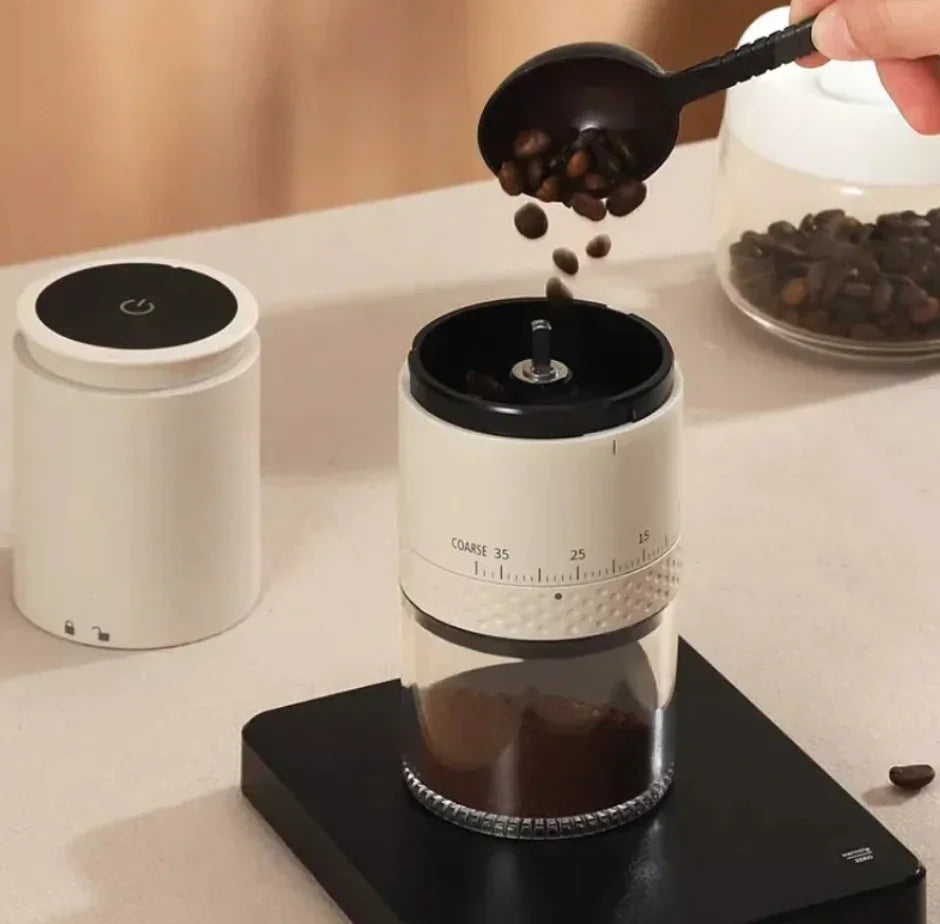 Portable Electric Coffee Grinder – Rechargeable Cordless Coffee Bean Grinder with Adjustable Settings & Digital Display