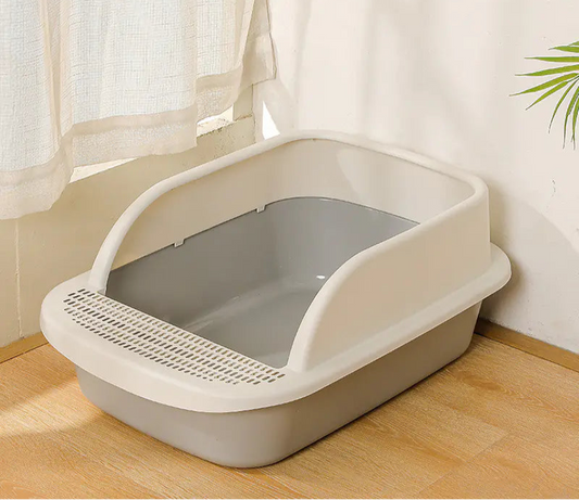 Large Cat Litter Box with Half Enclosure and Splash Guard